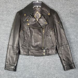 Guess Black Leather Jacket with Gold Accents